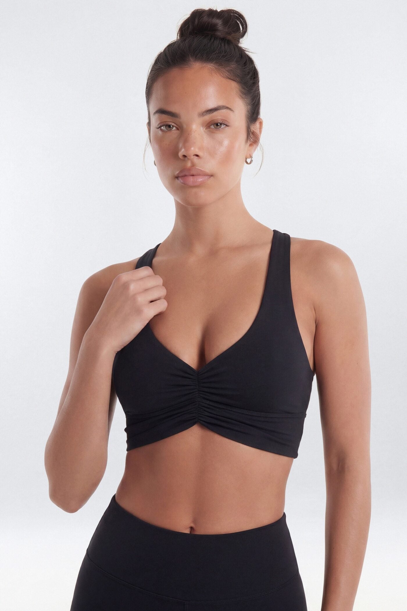 CloudForm™ Ruched Sports Bra - Black image 1