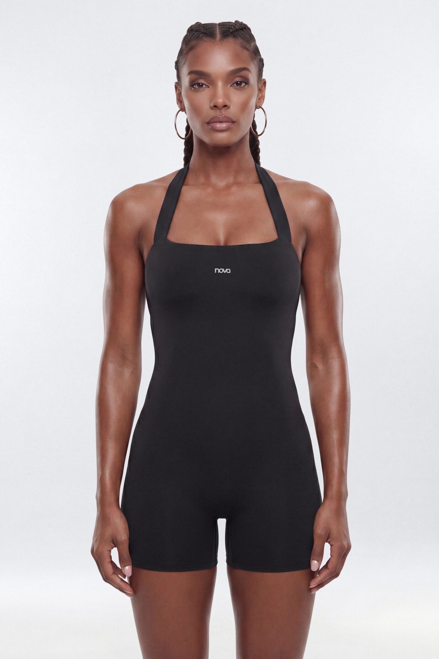 CloudForm™ 3″ Halter Romper - Black image 1