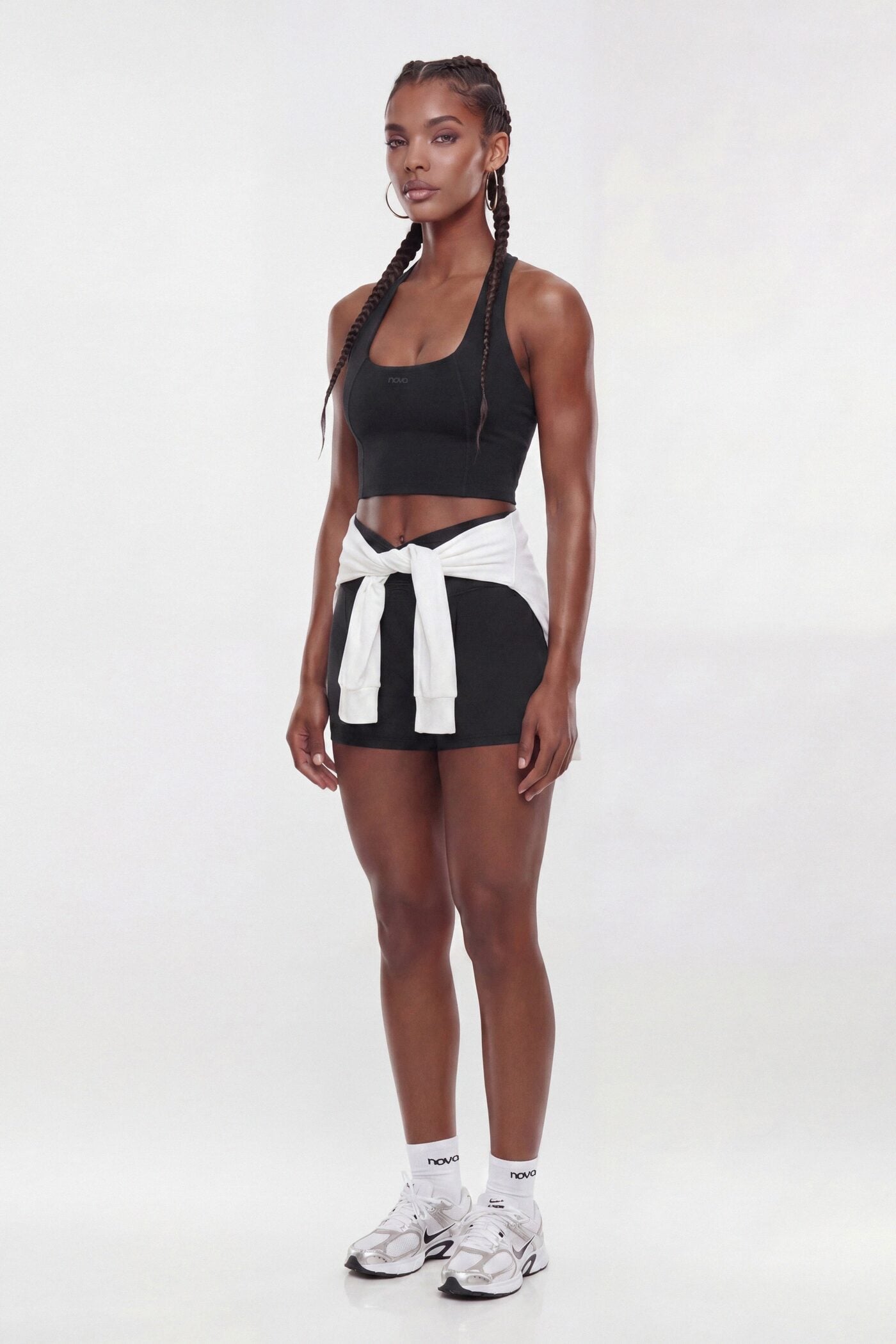 CloudForm™ Scoop Neck Active Halter Top - Black image 1