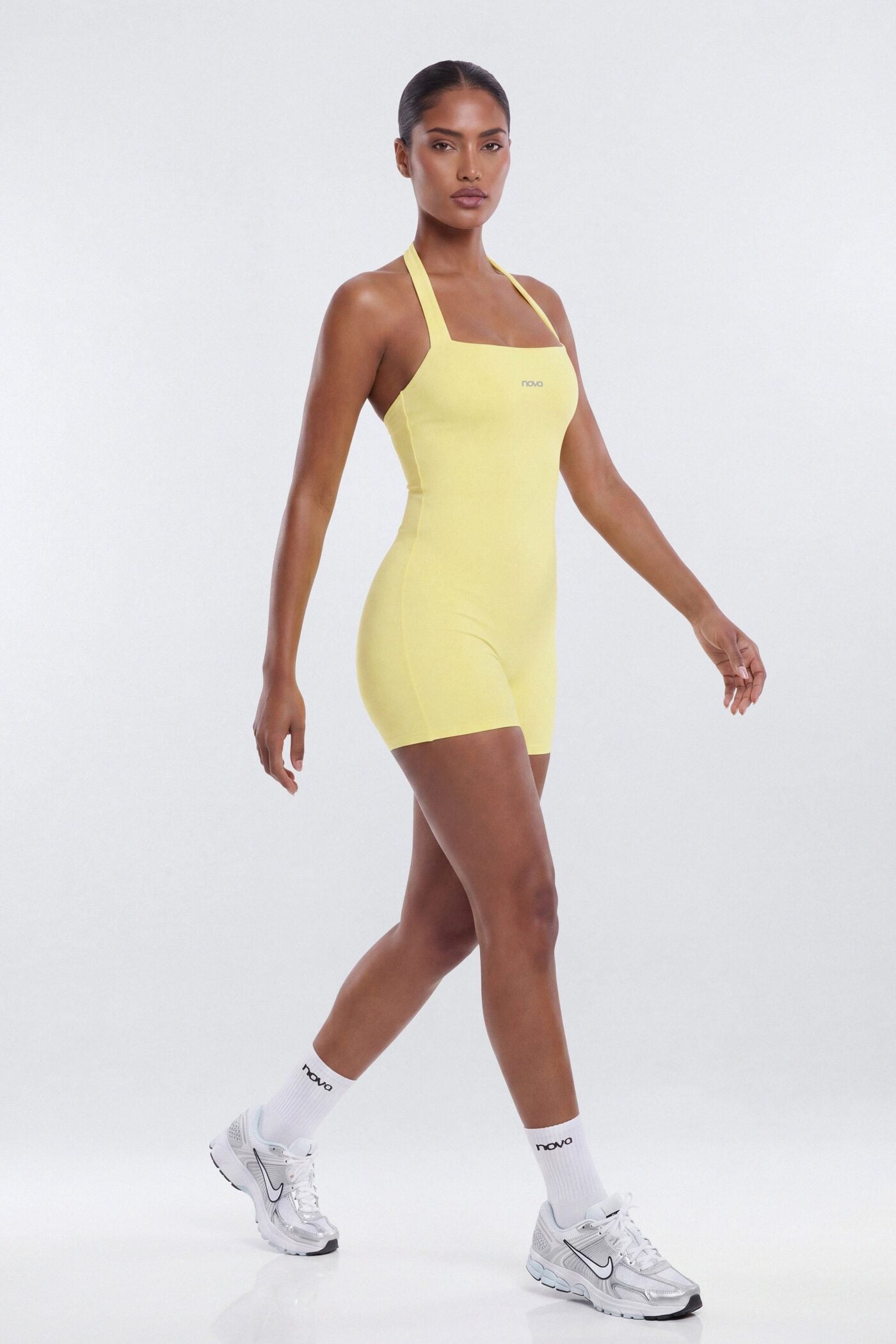 CloudForm™ 3″ Halter Romper - Yellow image 1
