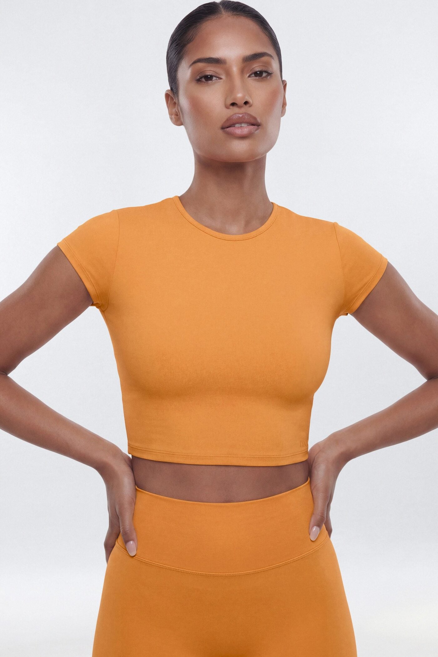 CloudForm™ Cap Sleeve Active Crop Top - Tangerine image 1