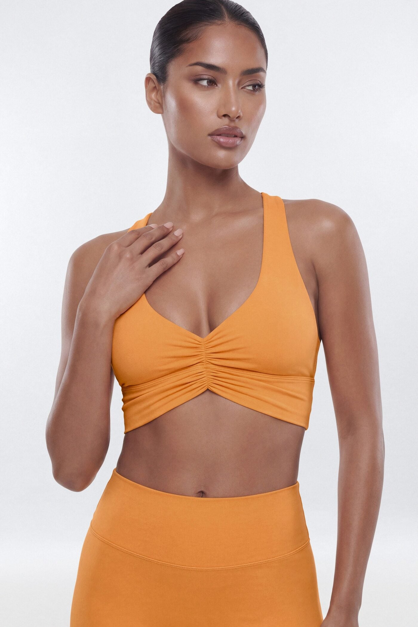CloudForm™ Ruched Sports Bra - Tangerine image 1