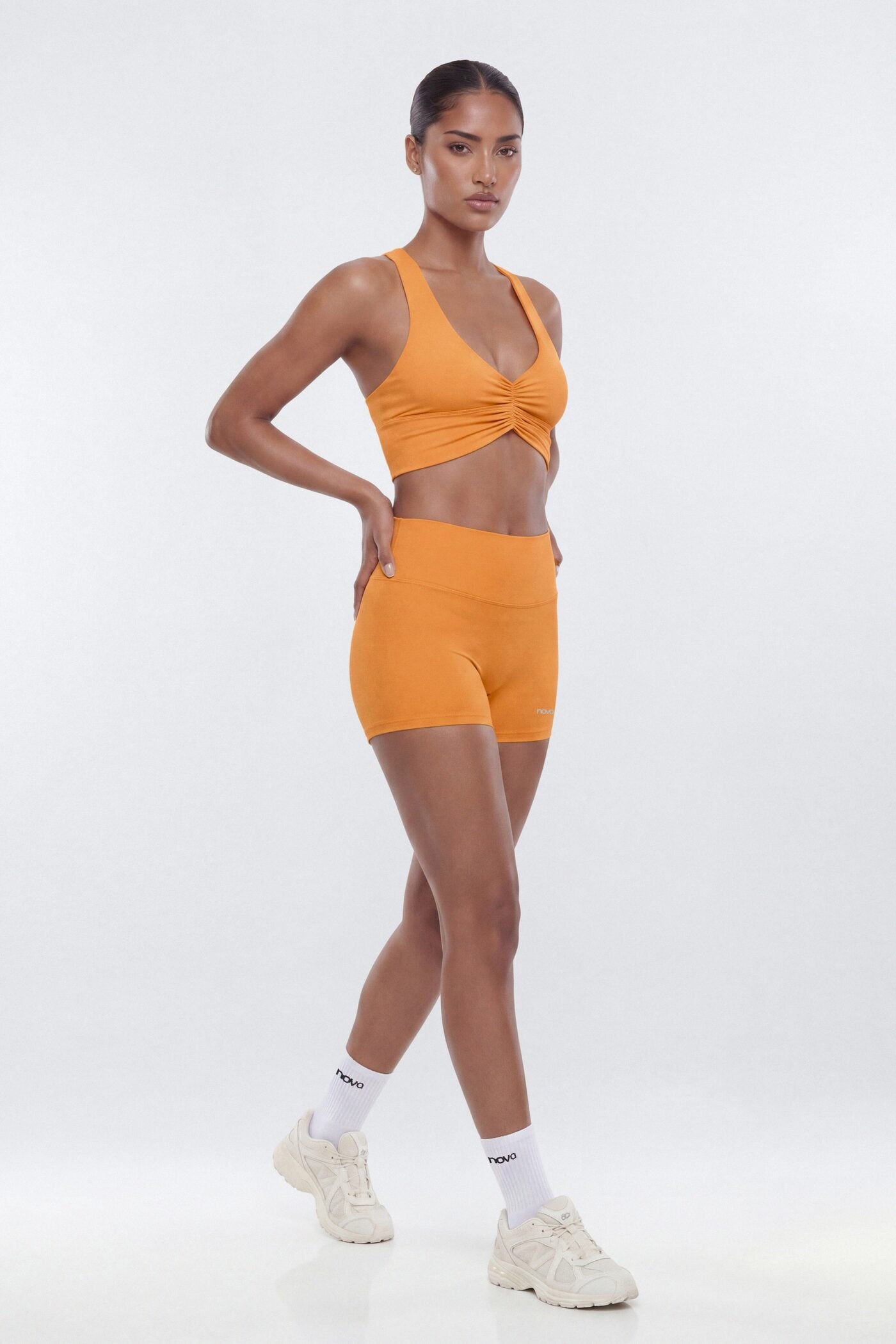 CloudForm™ 3″ Invisible Scrunch Biker Short - Tangerine image 1
