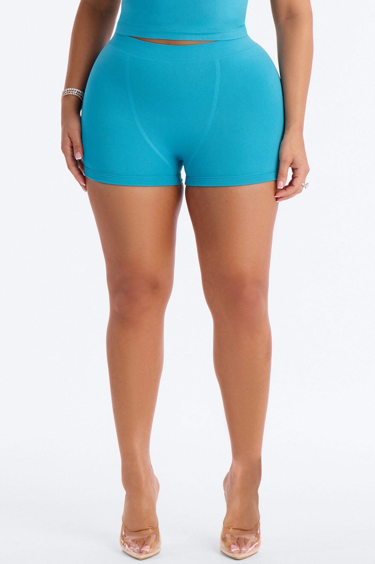 Seamless Smooth Double Lined Micro Hot Short - Blue image 1