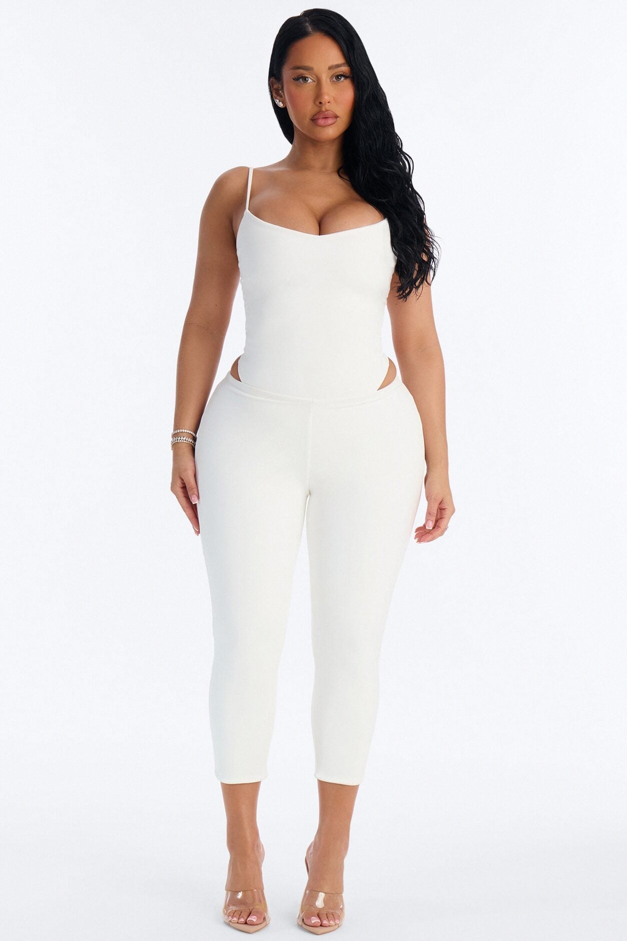 Bianca Matte Form Double Lined Low Rise Capri Set - White image 1