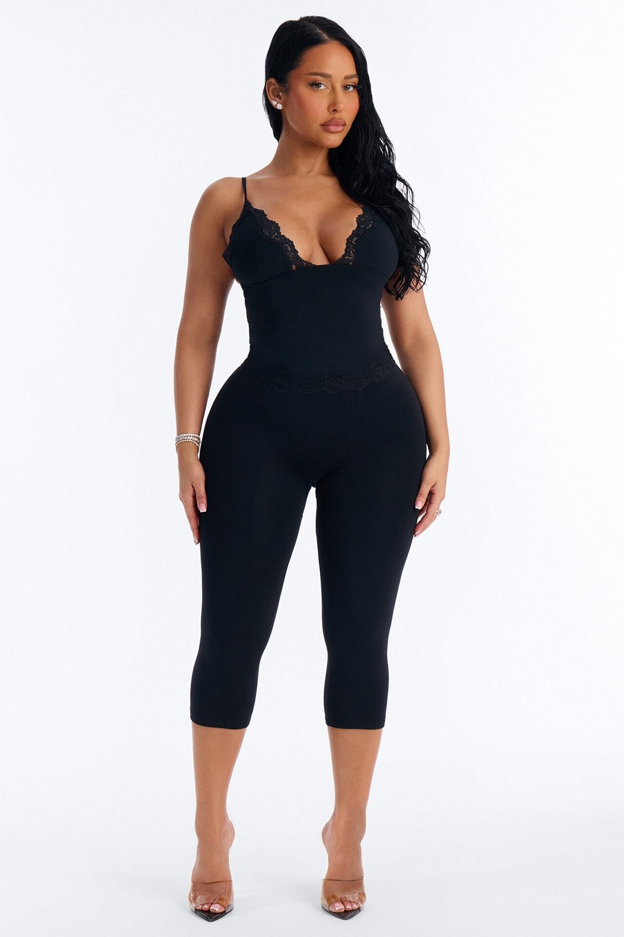 Seamless Smooth Double Lined Capri Pant - Black image 1