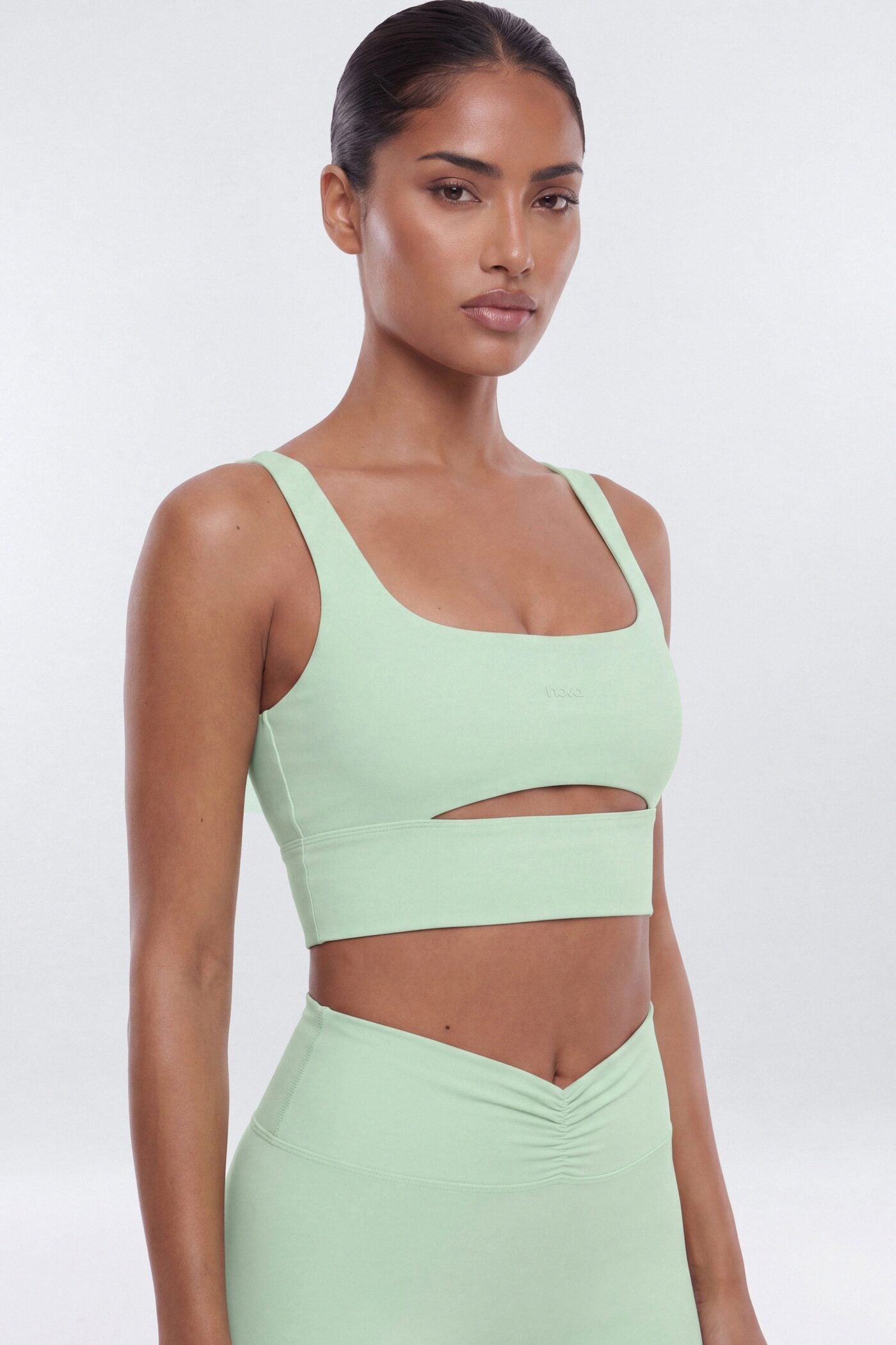ButterSoft Cut Out Long Line Sports Bra - Cool Mint image 1