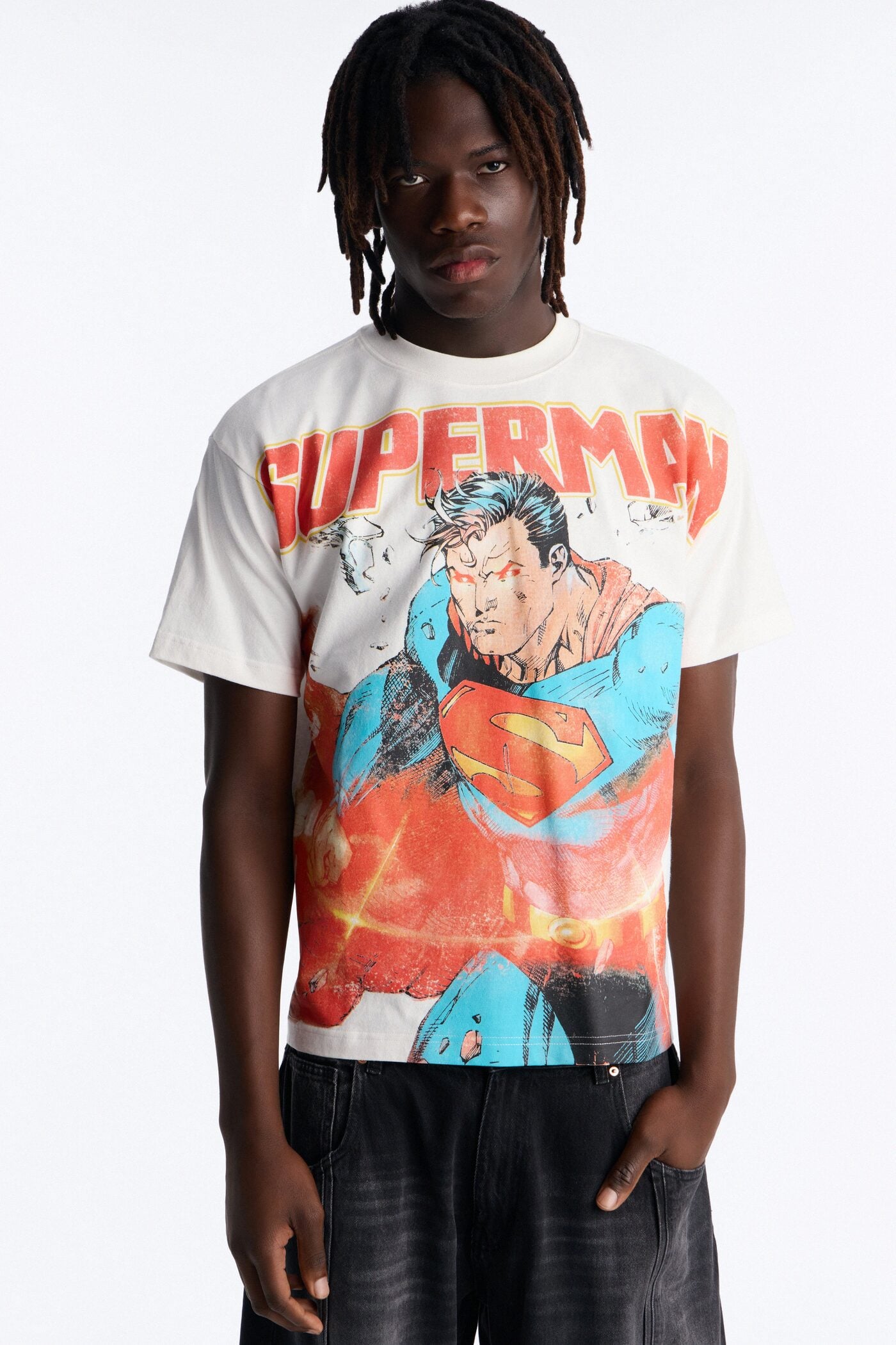 DC Superman Heavy Weight Boxy Short Sleeve Tee - White image 1