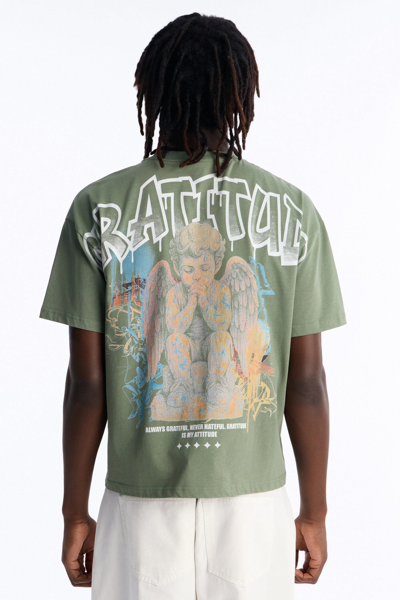 Gratitude Heavy Weight Oversized Short Sleeve Tee - Olive image 1