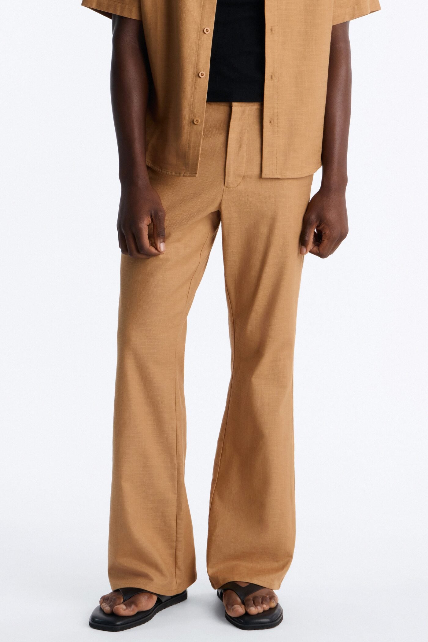 Slim Flare Sunward Coast Linen Pant - Brown image 1