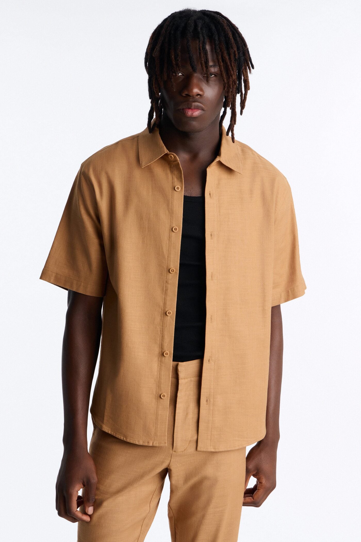 Relaxed Sunward Coast Linen Button Up Shirt - Brown image 1
