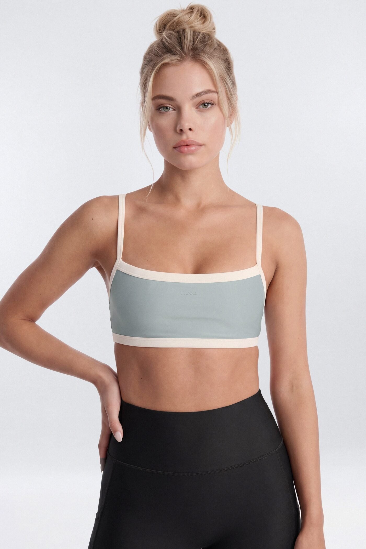 AirSculpt™ Contrast Strap Sports Bra - Steel image 1