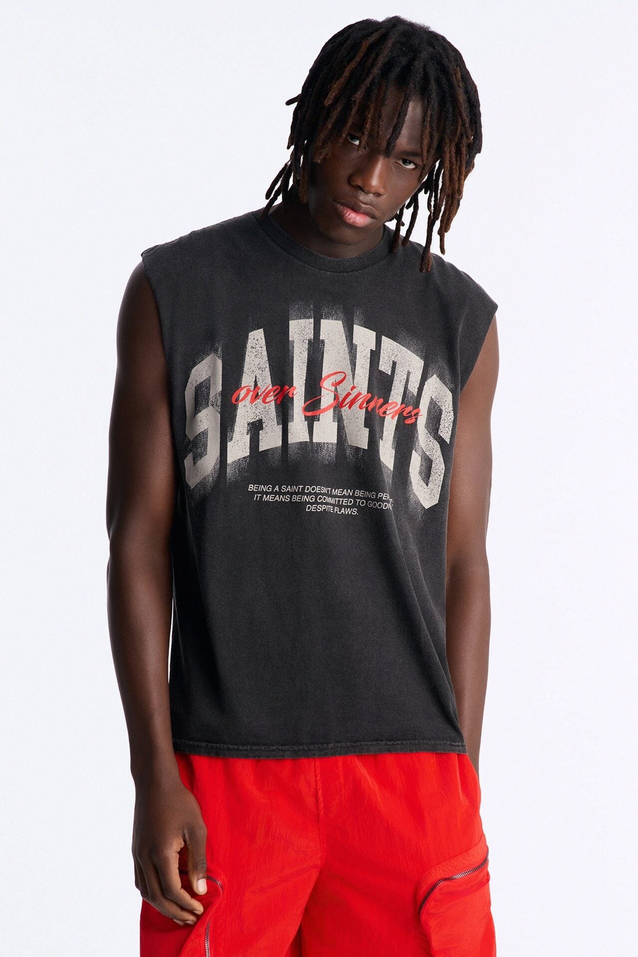 Saints Over Sinners Vintage Muscle Tee - Black image 1