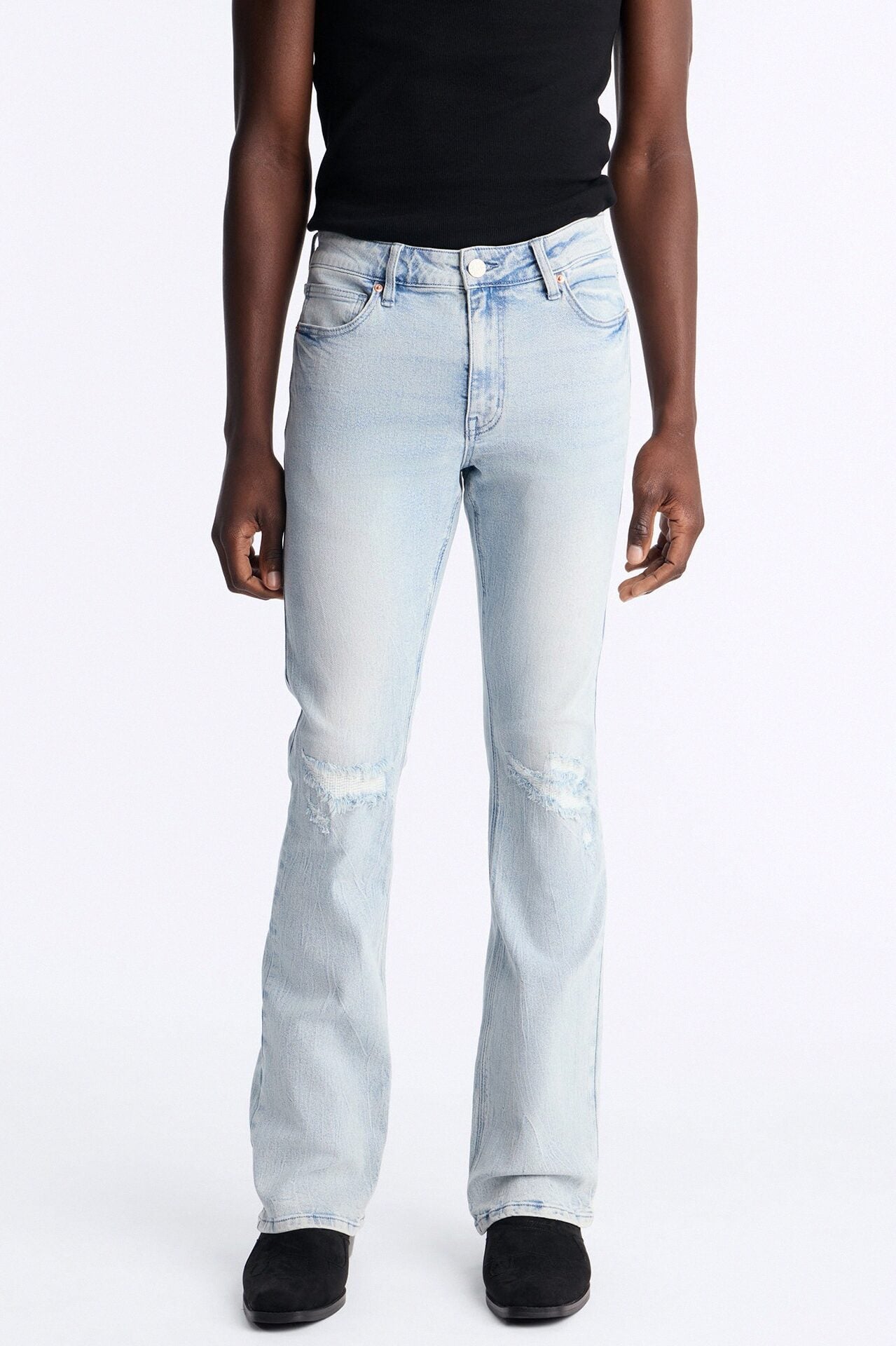 Dreamy Stacked Skinny Flare Jeans - Light Blue Wash image 1