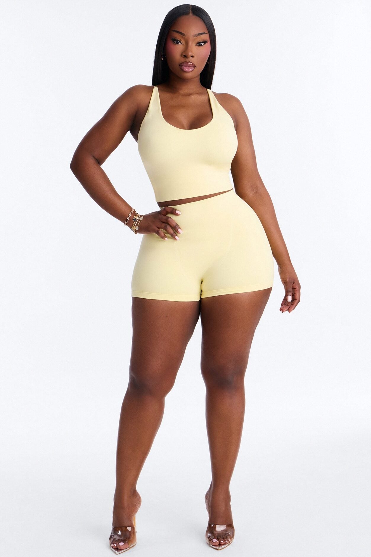 Seamless Smooth Double Lined Micro Hot Short - Butter Yellow image 1