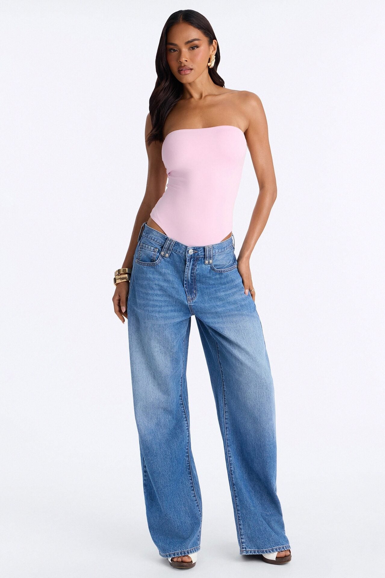 Contour Double Lined Strapless Bodysuit - Light Pink image 1