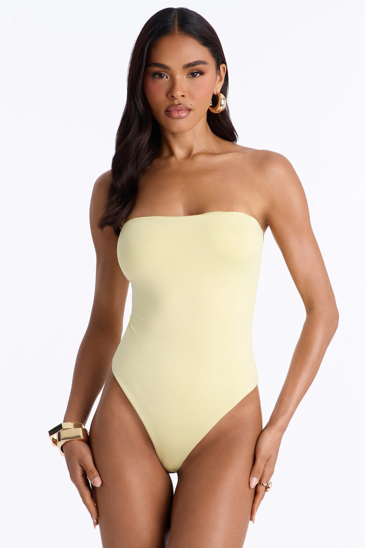 Contour Double Lined Strapless Bodysuit - Butter Yellow image 1