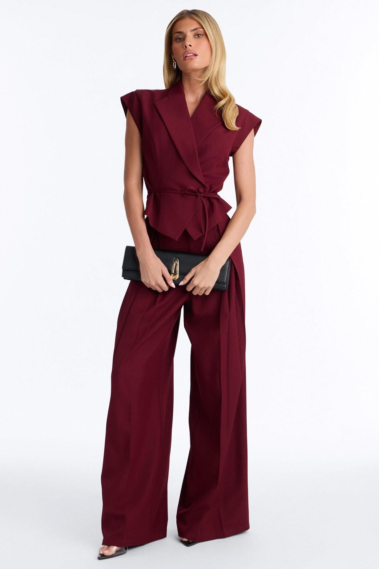 Going Places Blazer Pant Set - Burgundy image 1