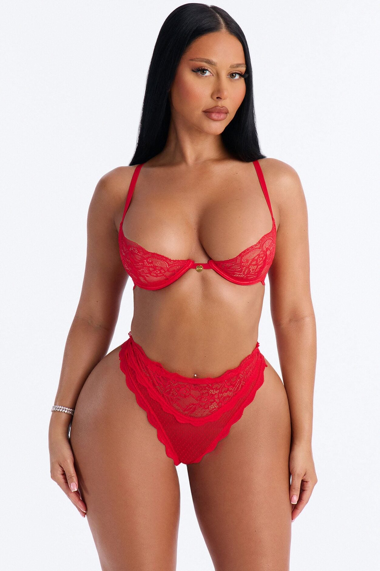 Nice Knowing You Lace 2 Piece Bra Set - Red image 1