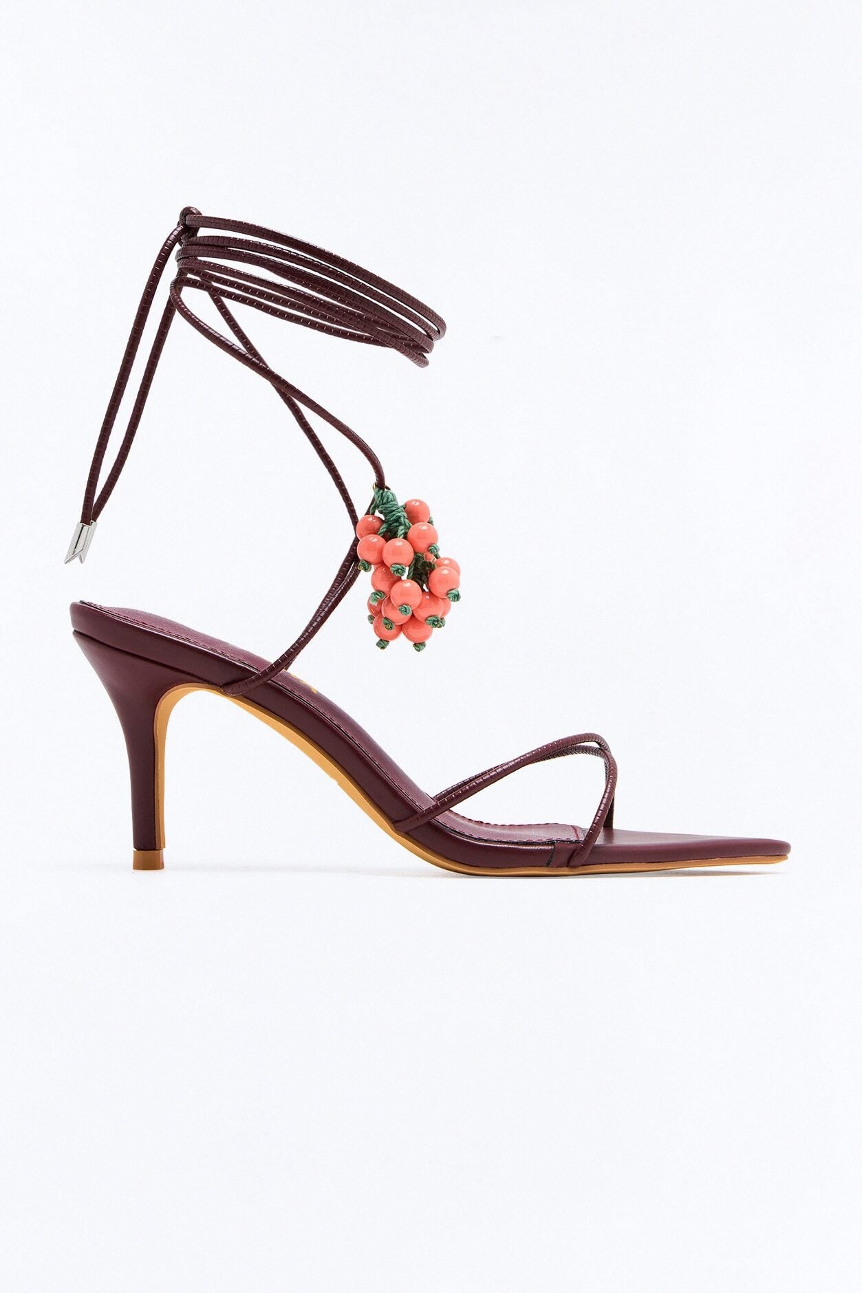 Sina Embellished Wrap Up Heels - Burgundy image 1
