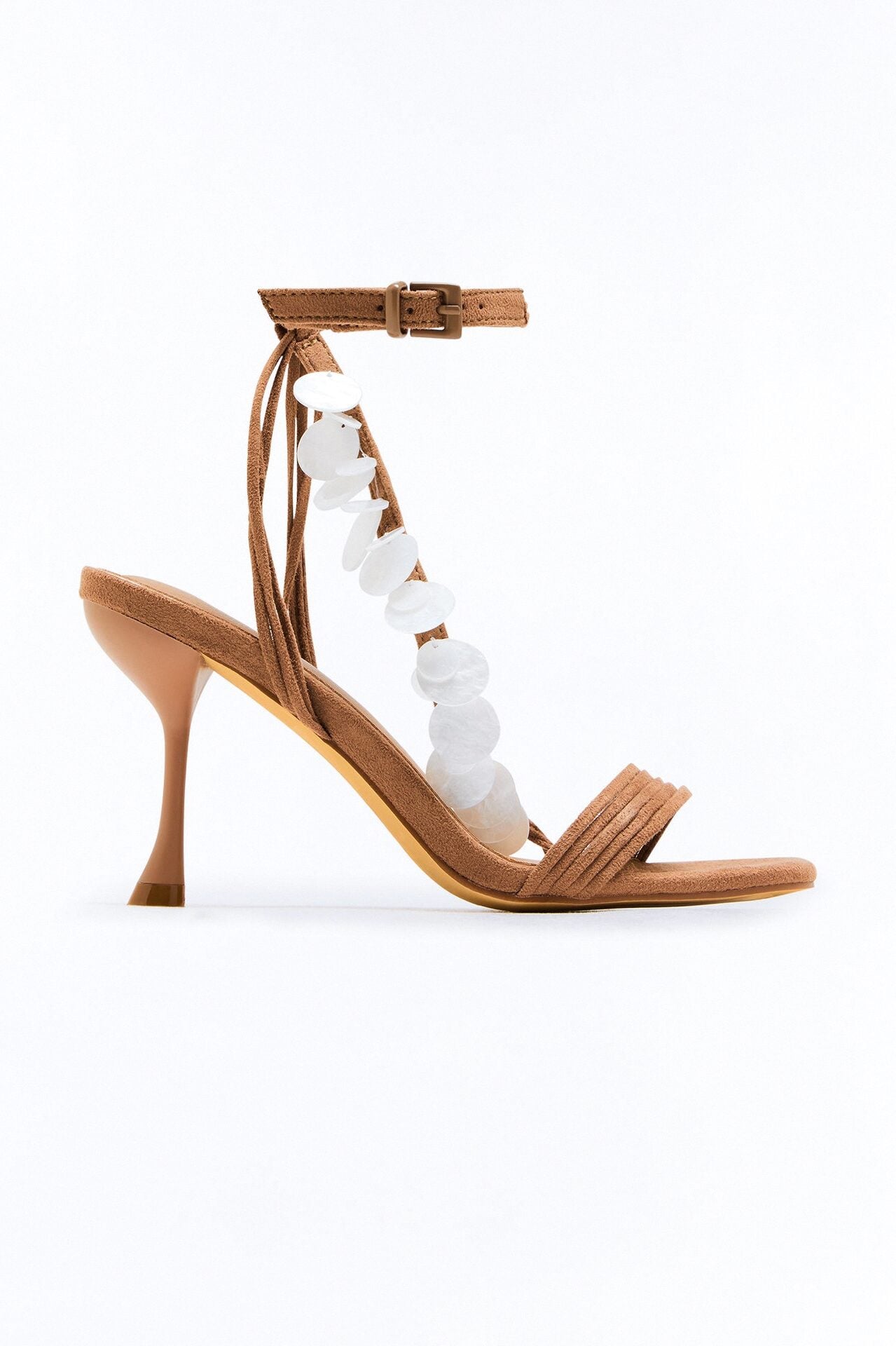 Jora Shell Ankle Strap Heels - Taupe image 1