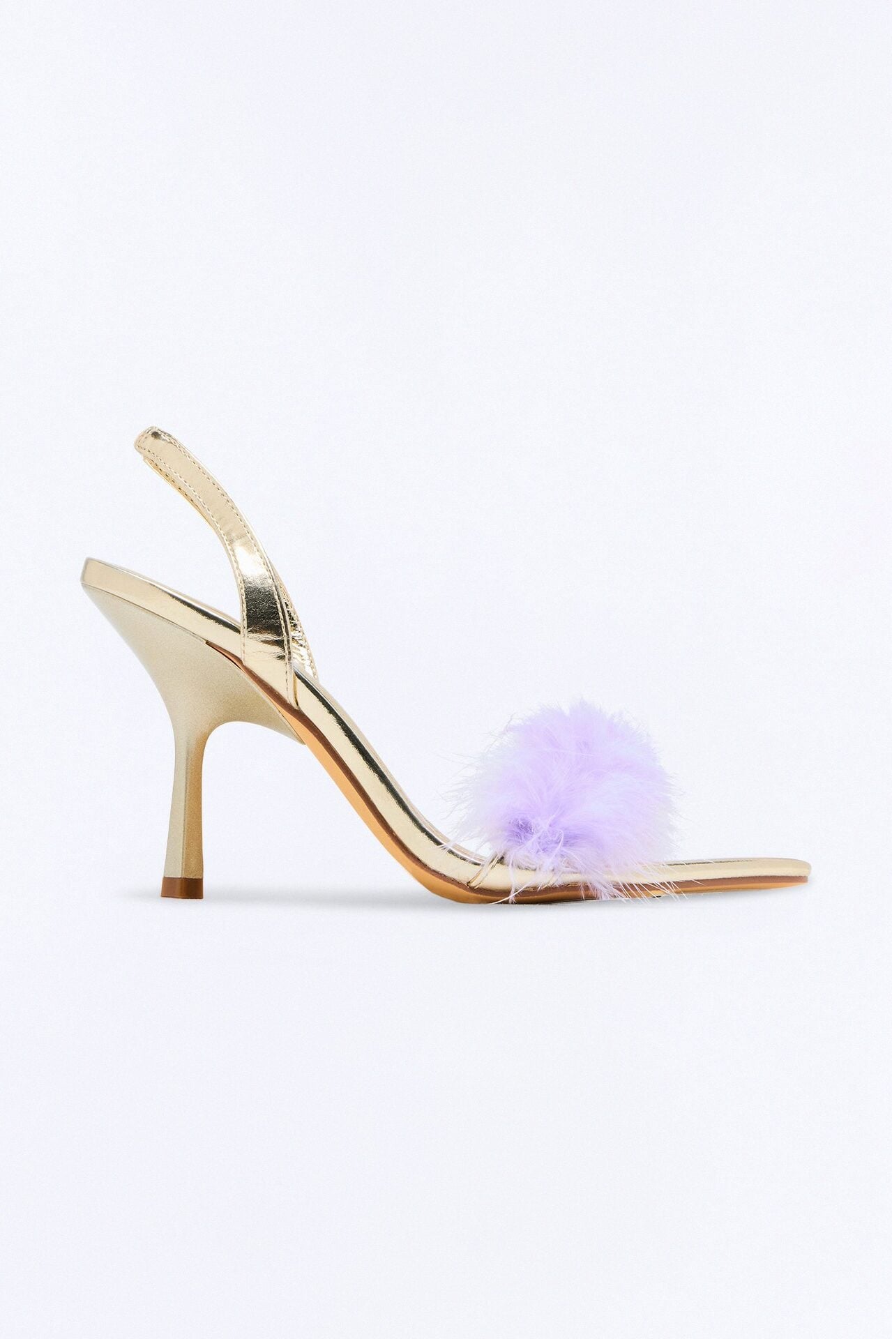 Glam Girl Feather Slingback Heels - Gold image 1