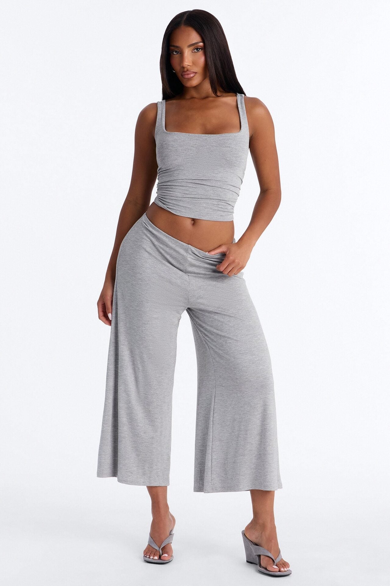 Cool Girl Gaucho Pant Set - Heather Grey image 1