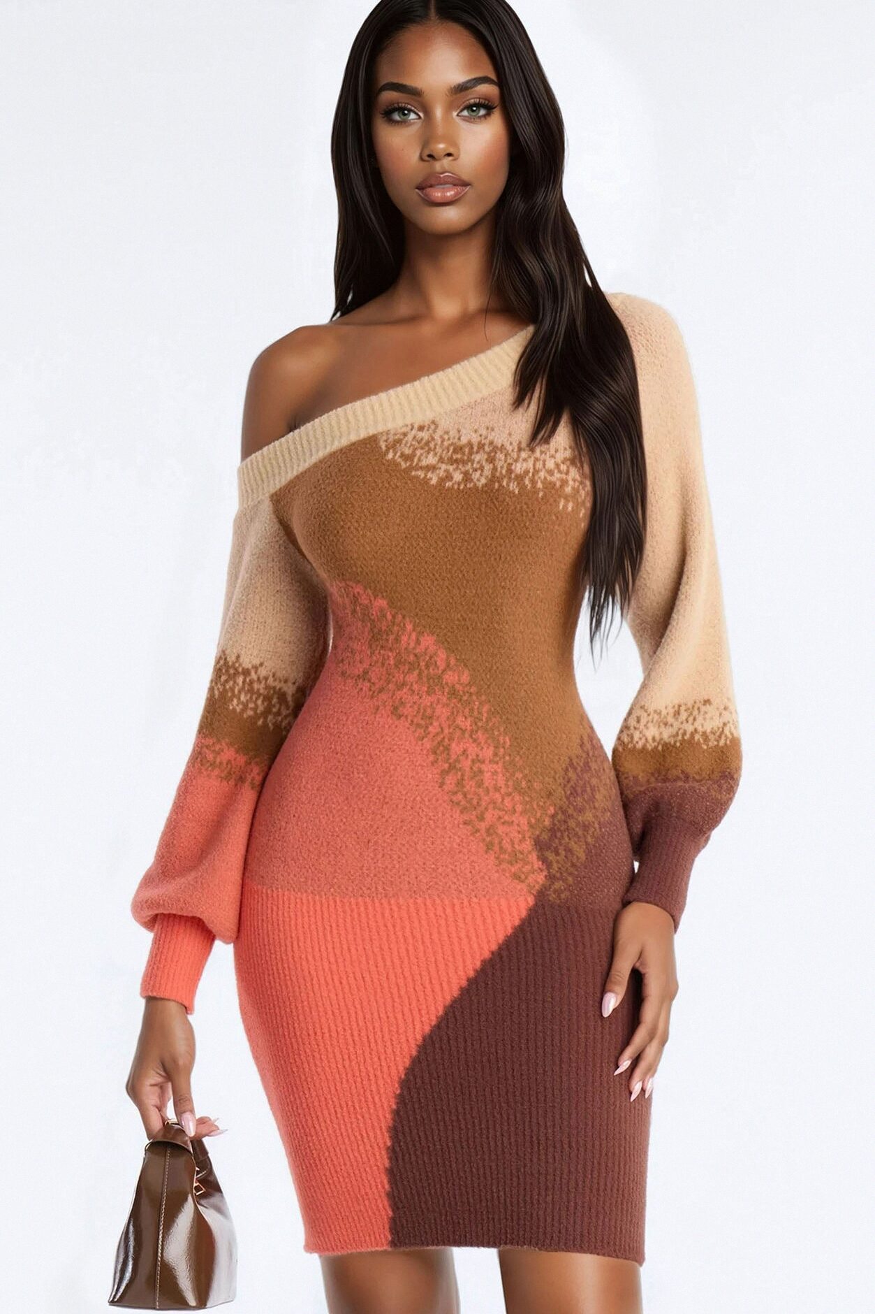 Cuffing Season Color Block Sweater Mini Dress - Brown/combo