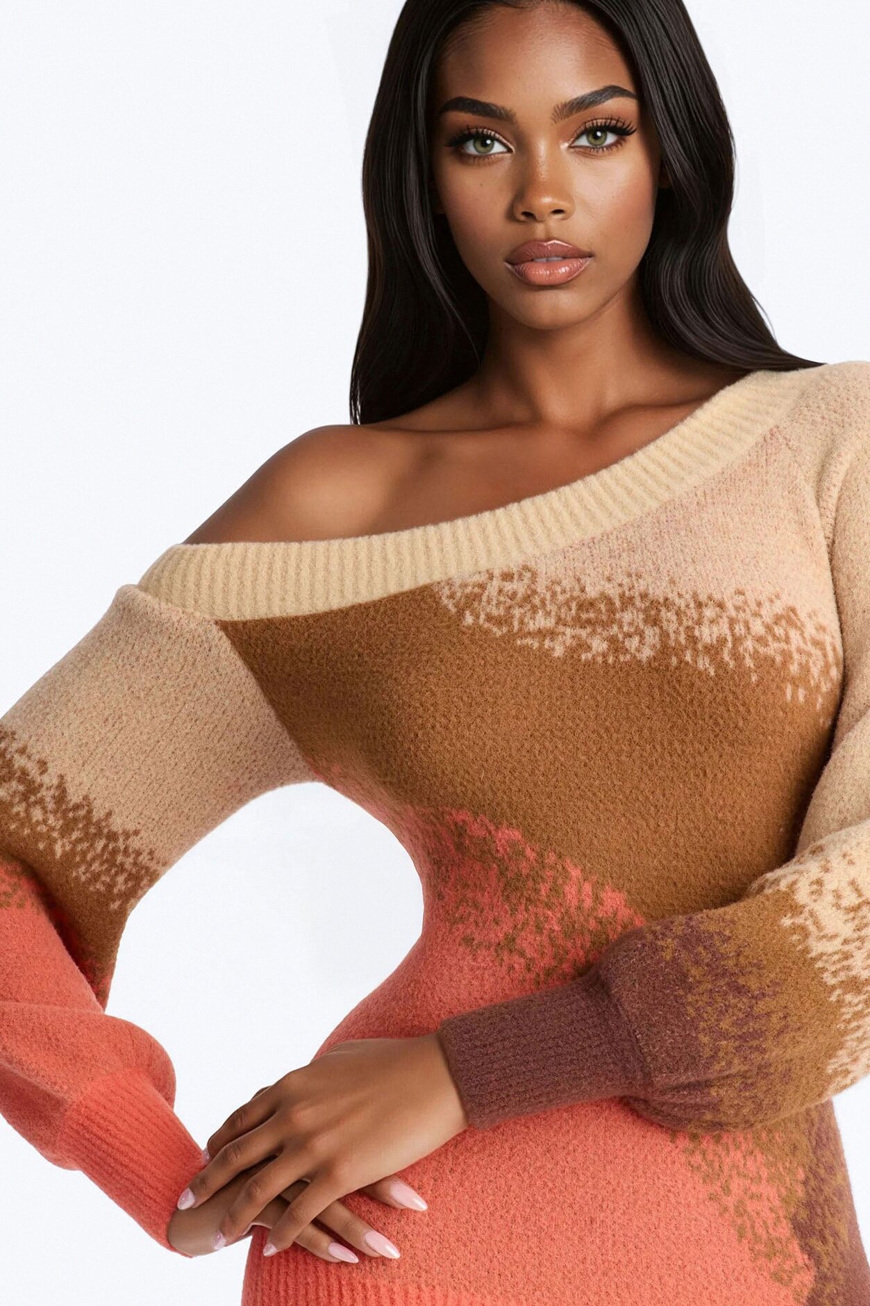 Cuffing Season Color Block Sweater Mini Dress - Brown/combo