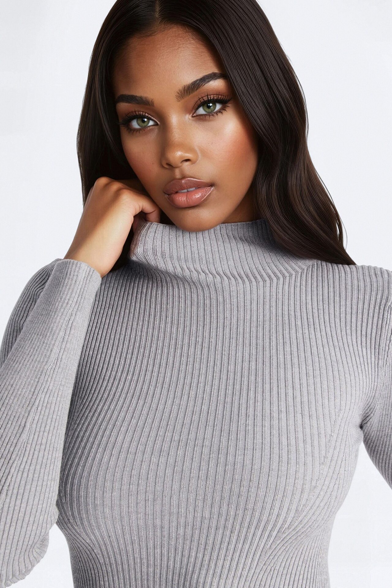 Sirena Long Sleeve Sweater Midi Dress - Heather Grey