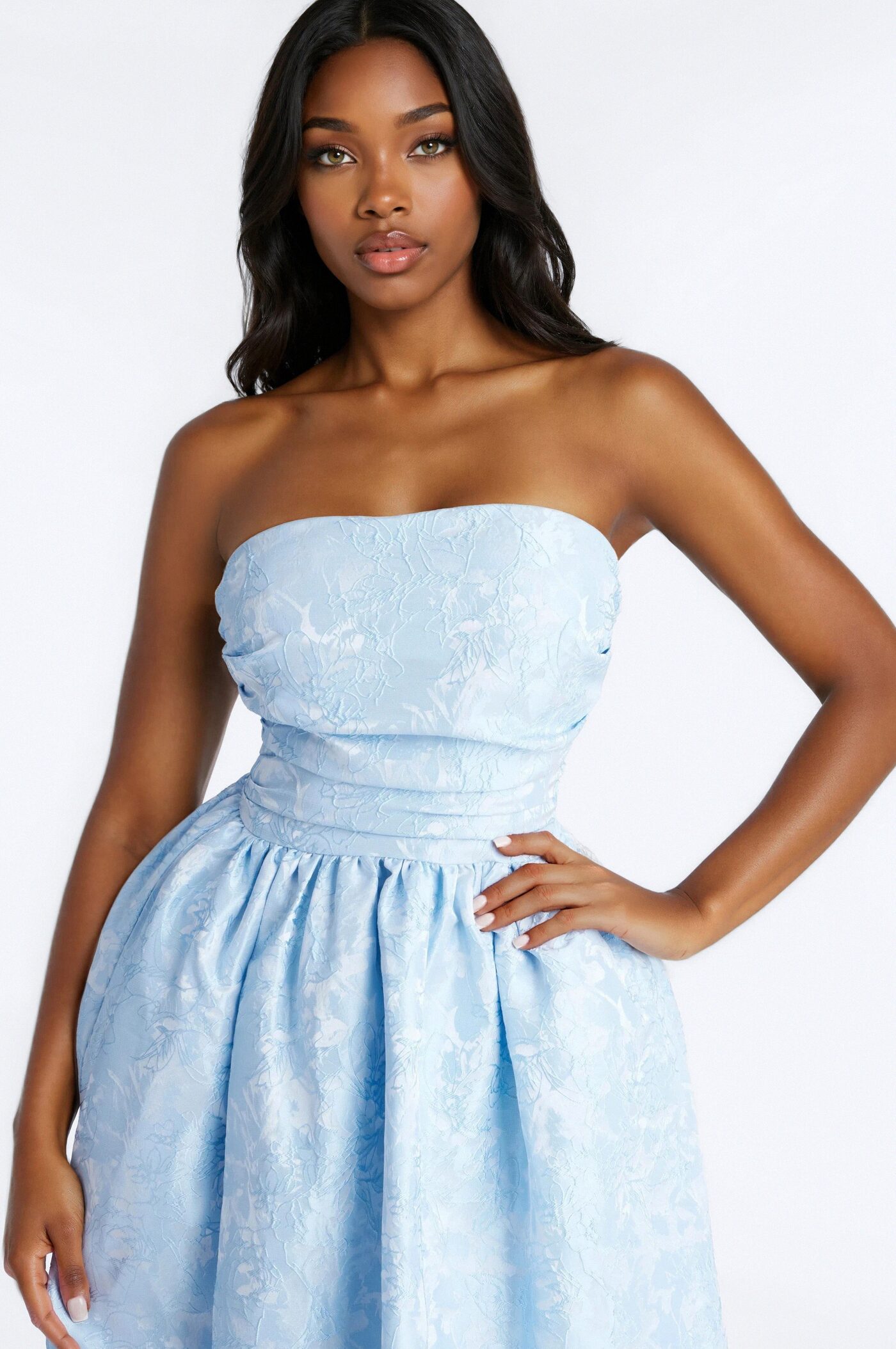 Pamela Floral Jacquard Midi Dress - Blue
