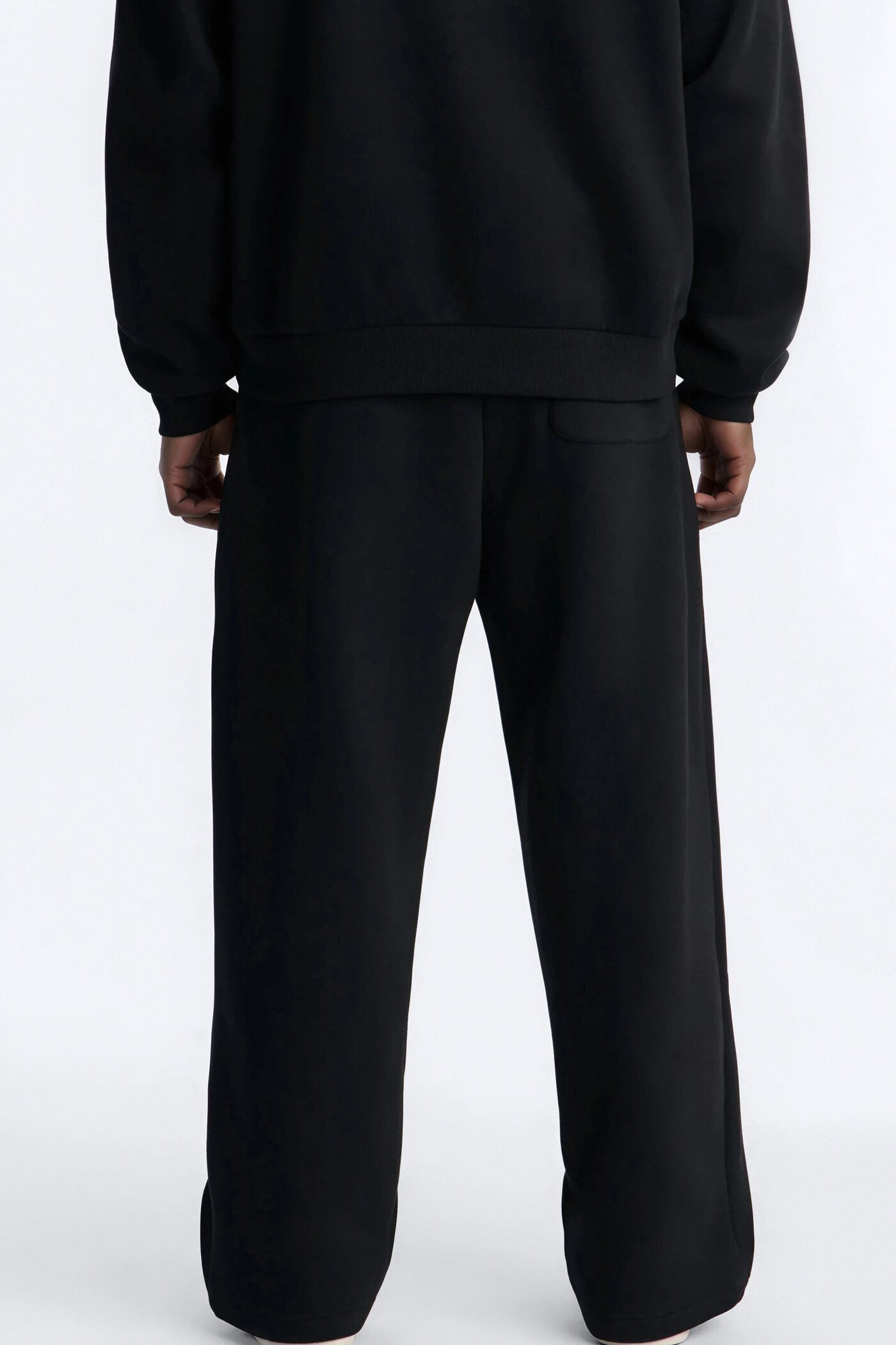 Baggy Mixed Media Tapestry Paneled Sweatpants - Black