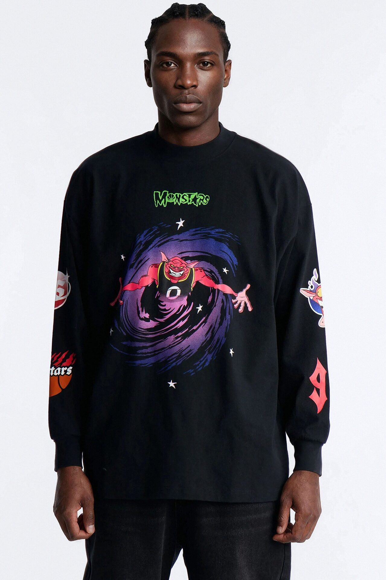 Space Jam Monstars Chrome Premium Long Sleeve Shirt - Black