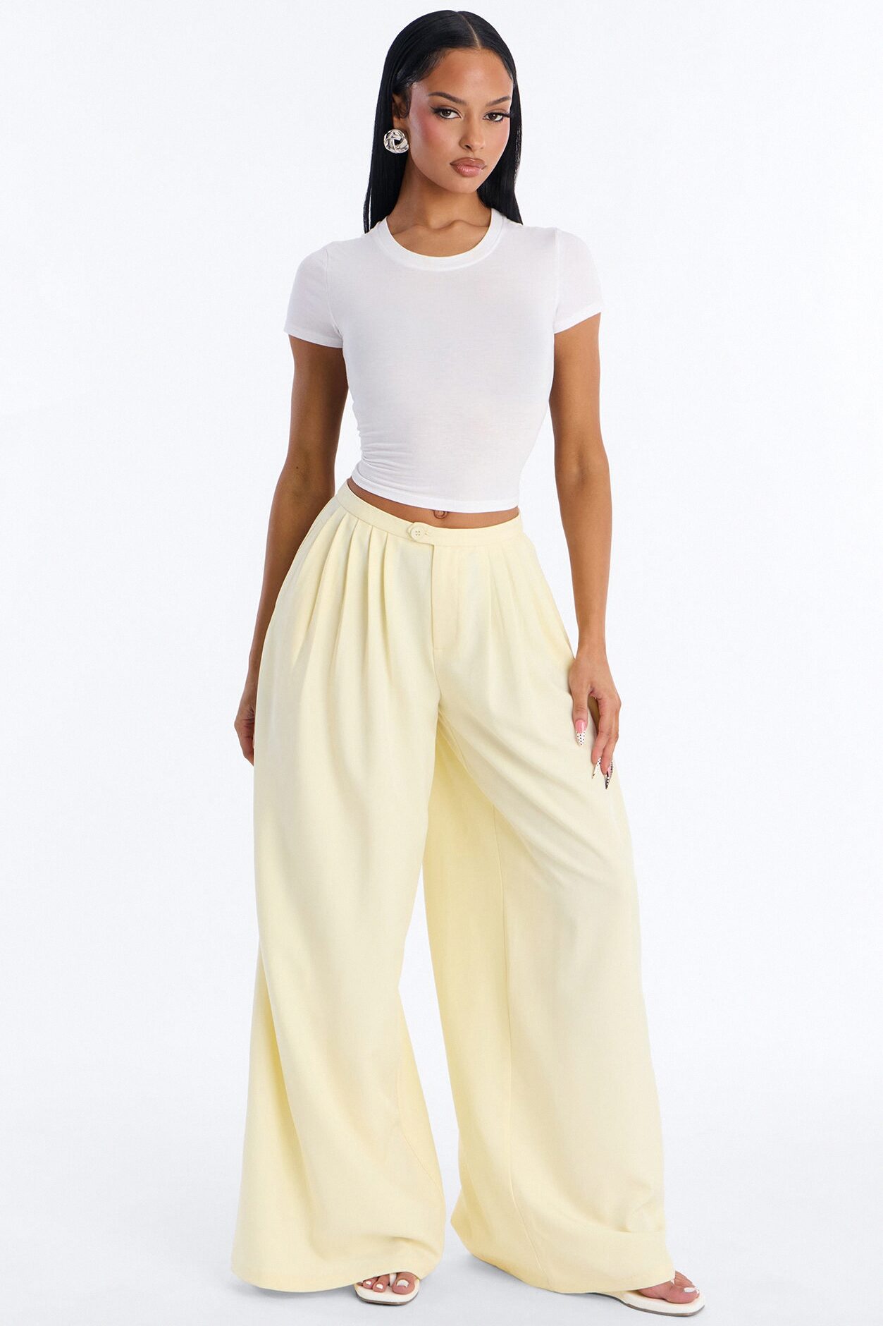 Power Moves Daily Pleated Low Rise Trouser 33″ - Butter Yellow