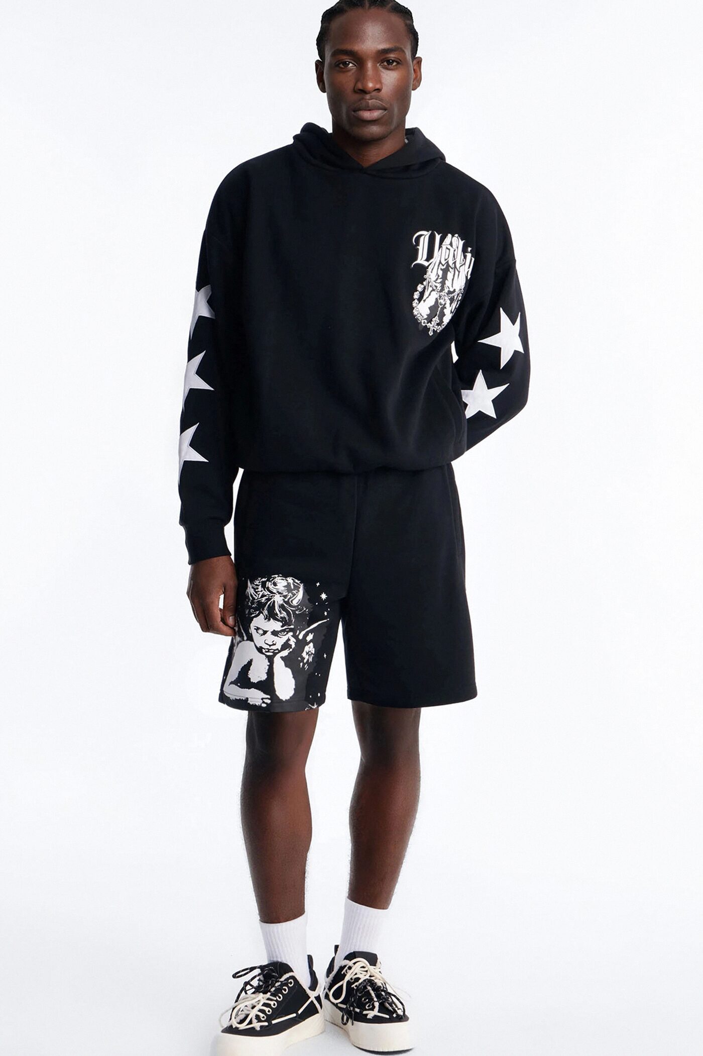 Menace Sent Embroidery Sweatshorts - Black