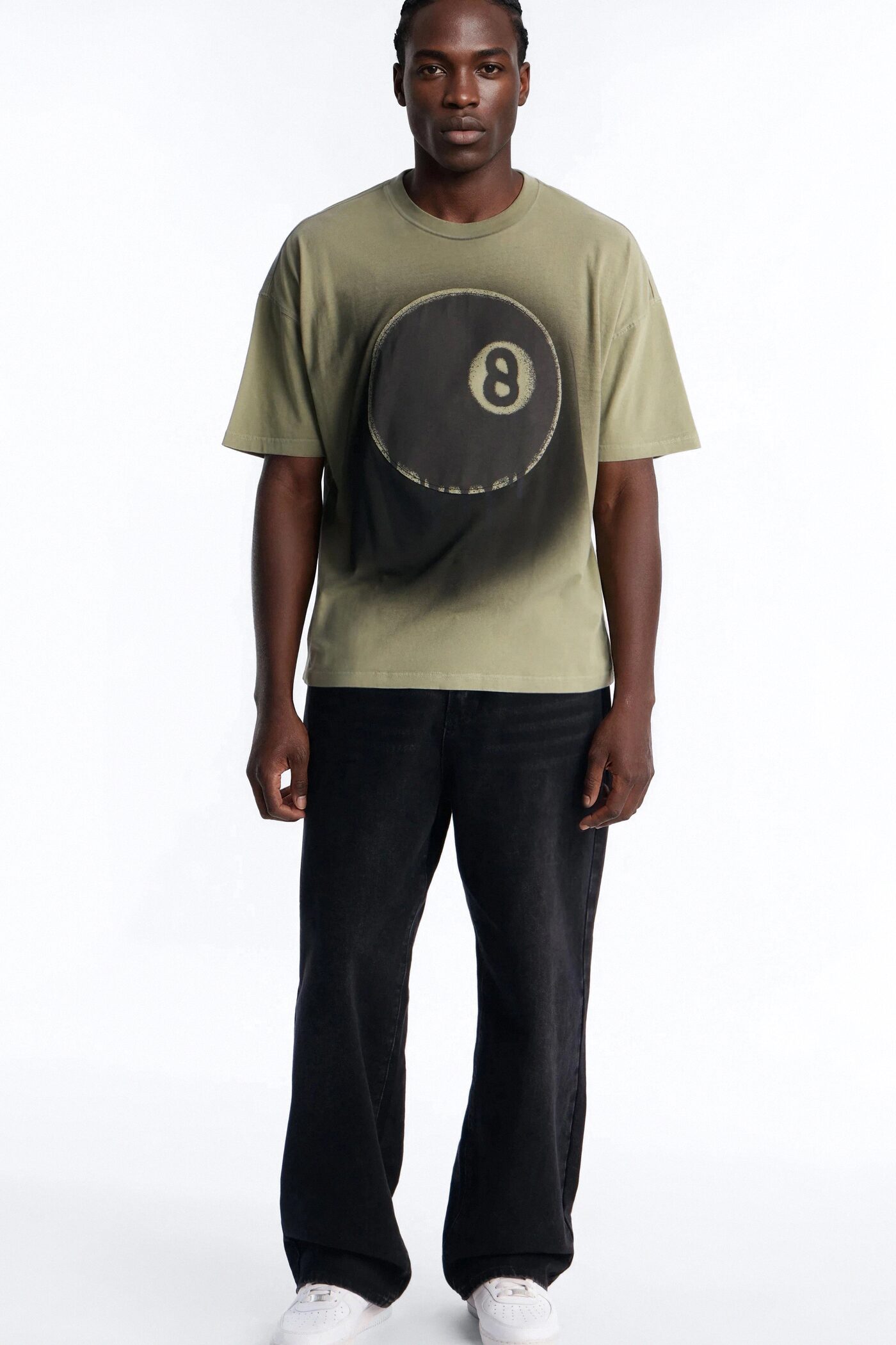 Fading Out 8 Ball Short Sleeve Tee - Olive