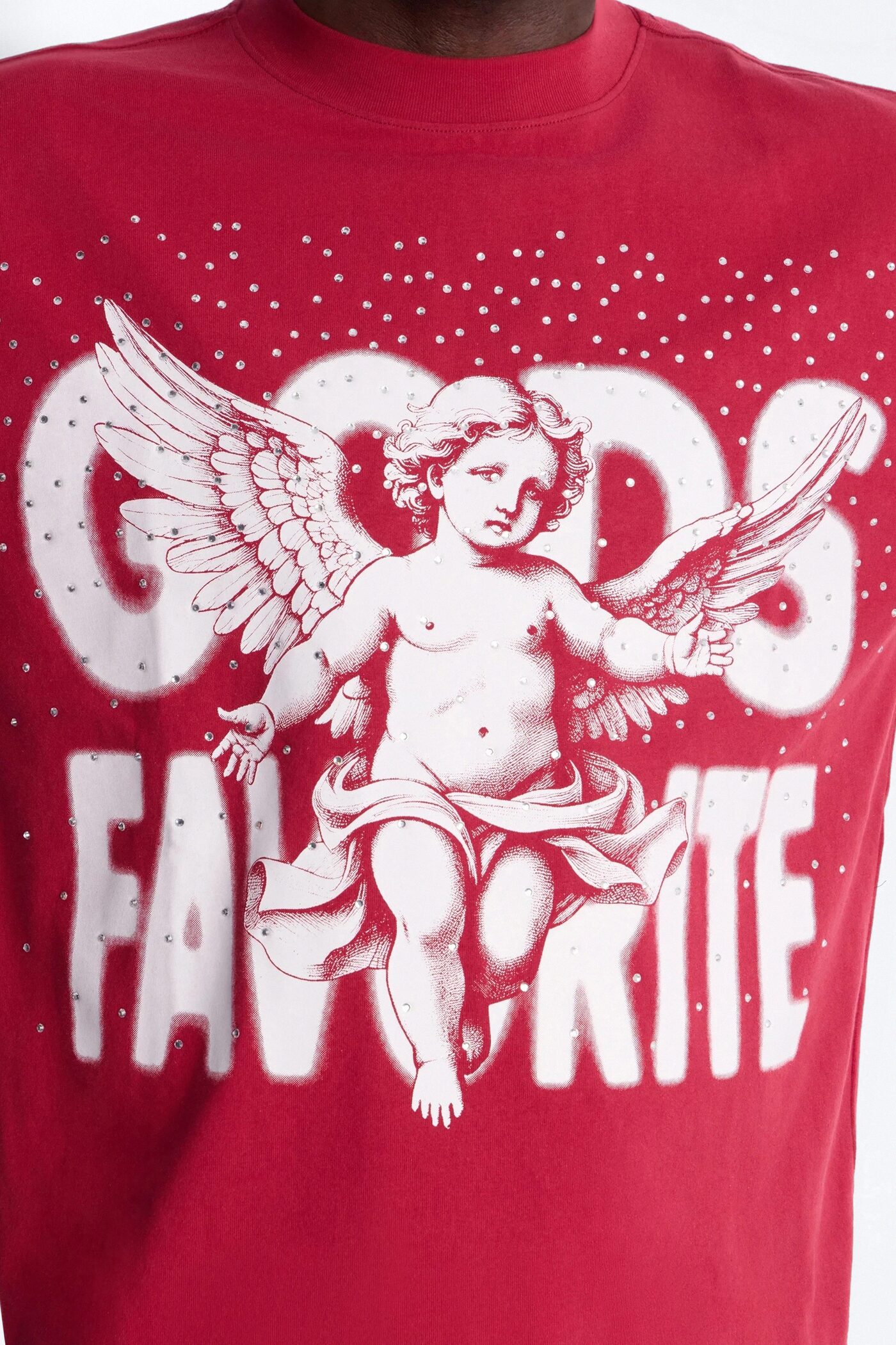 God's Favorite Rhinestones Short Sleeve Tee - Red