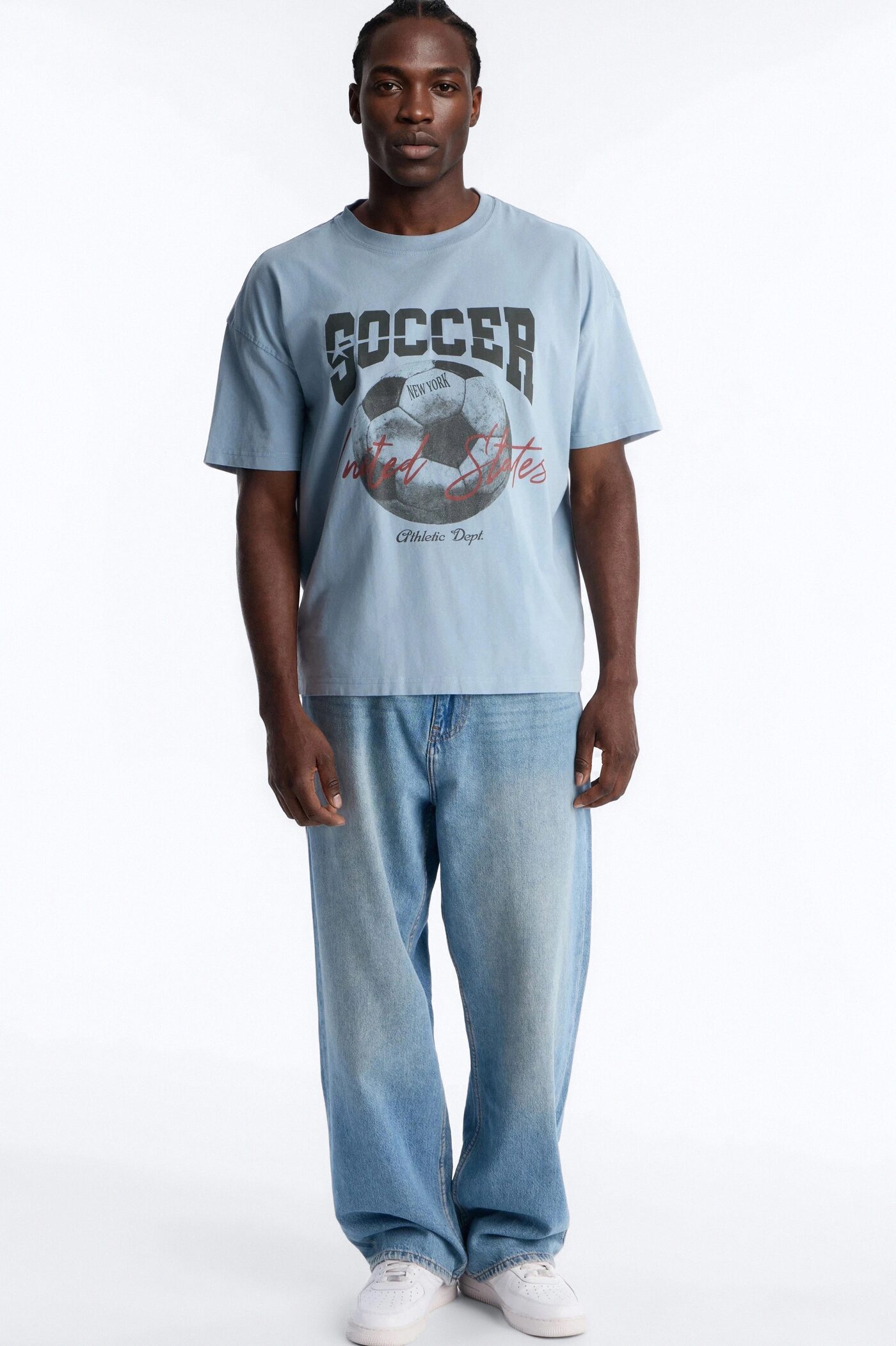 Soccer USA Oversized Short Sleeve Tee - Light Blue