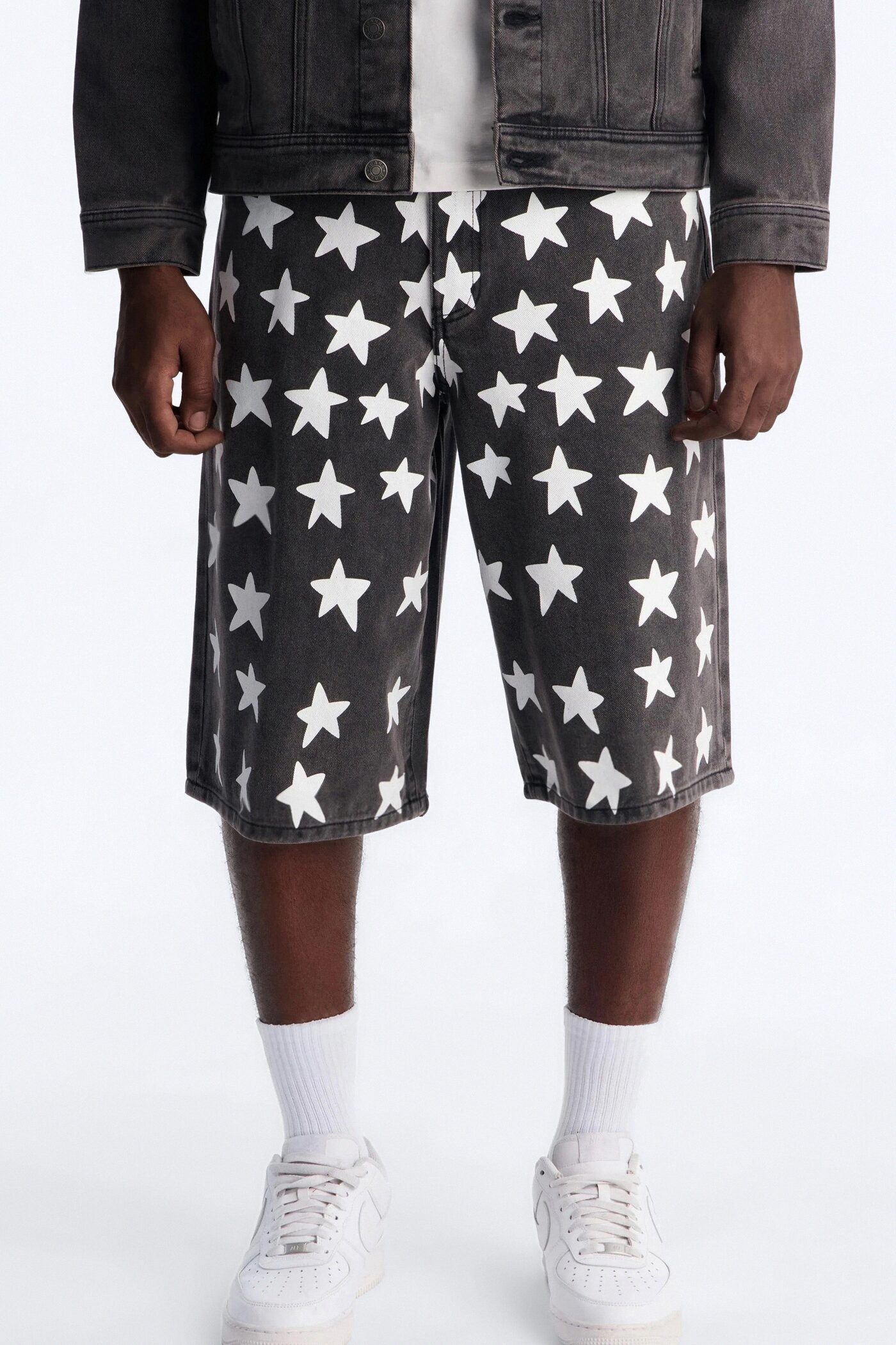 Baggy Star Spangled Denim Short - Black Wash