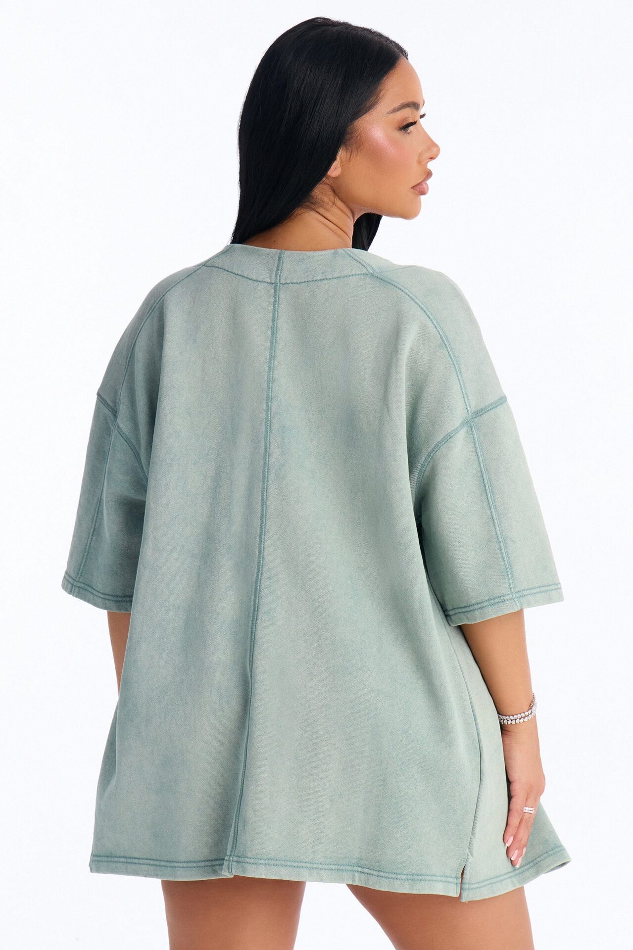 Maya Washed Oversized Shirt - Sage
