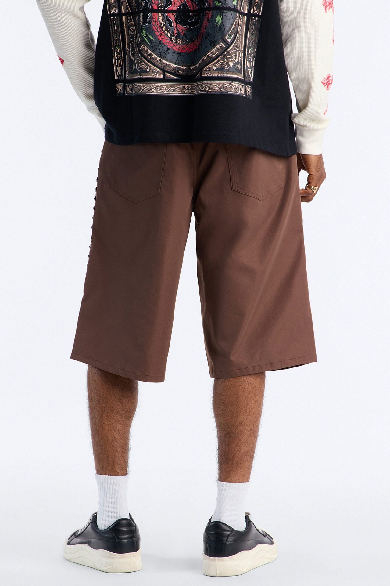 Baggy Silver Springs Studded Short - Brown