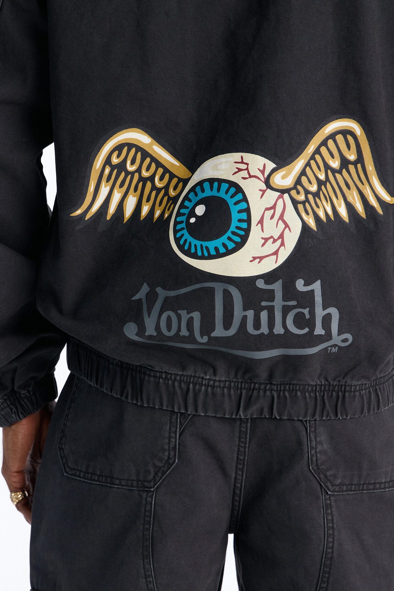 Von Dutch Eyeball Denim Zip Up Hoodie - Black Wash
