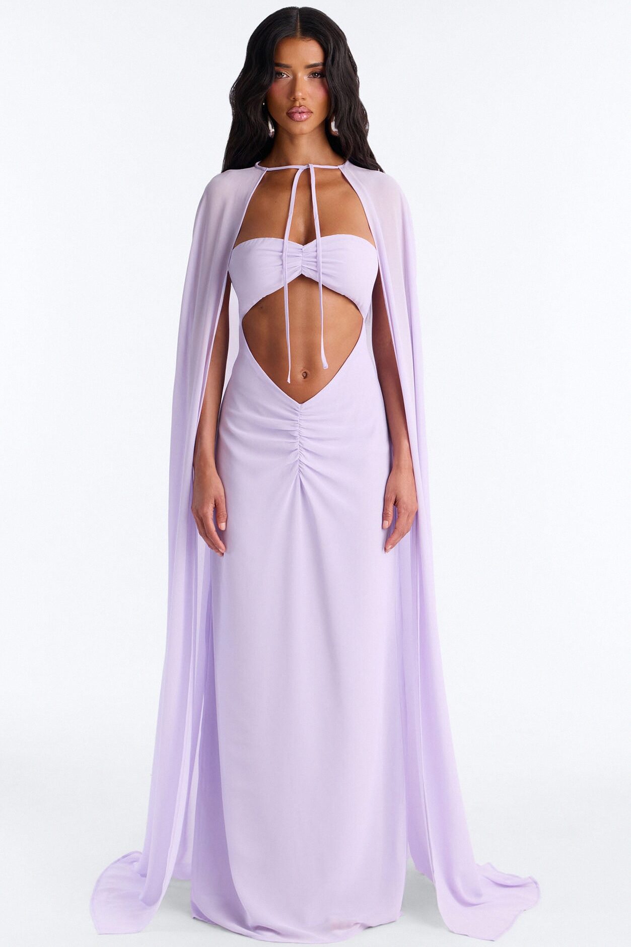 Lavender Mist Cape Maxi Dress - Lavender