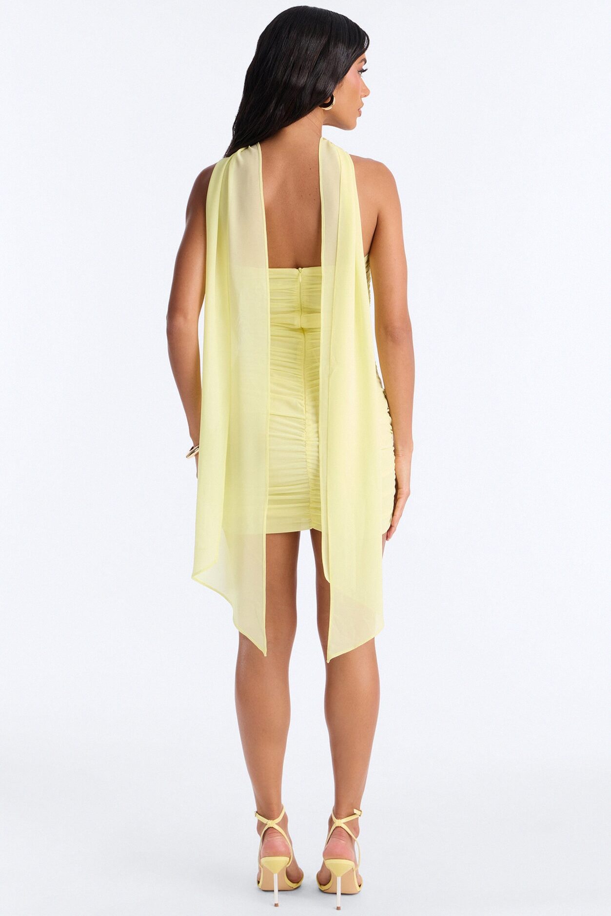 Honeybee Chiffon Scarf Mini Dress - Butter Yellow