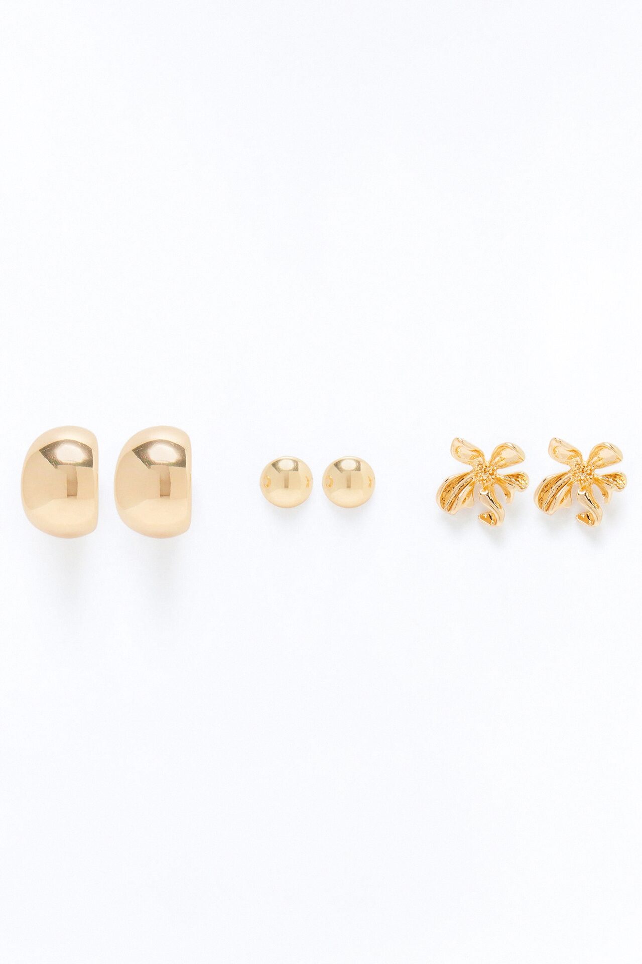Floral Daze 3 Pair Earring Set - Gold