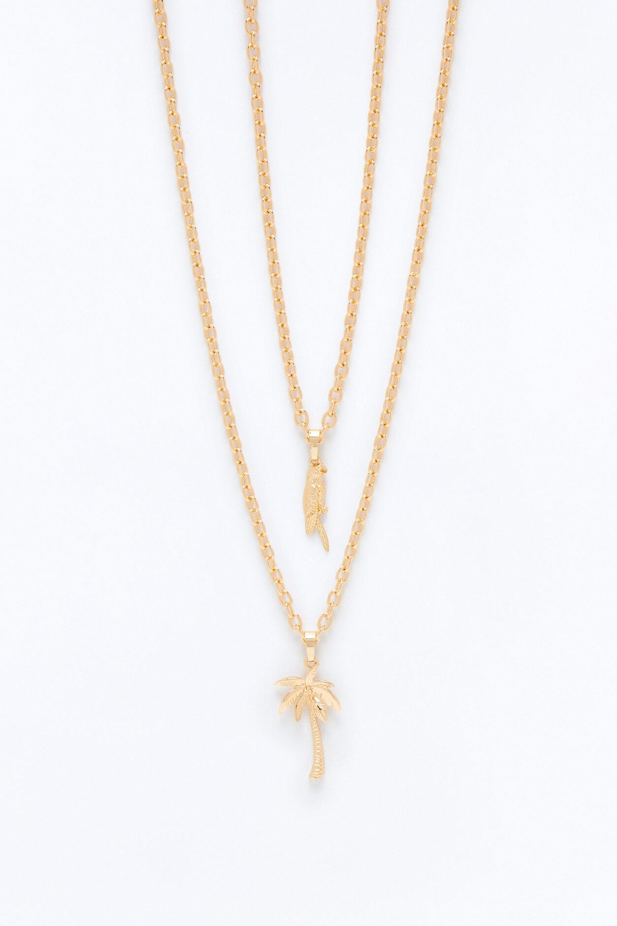 Layered Island Pendant Necklace Set - Gold