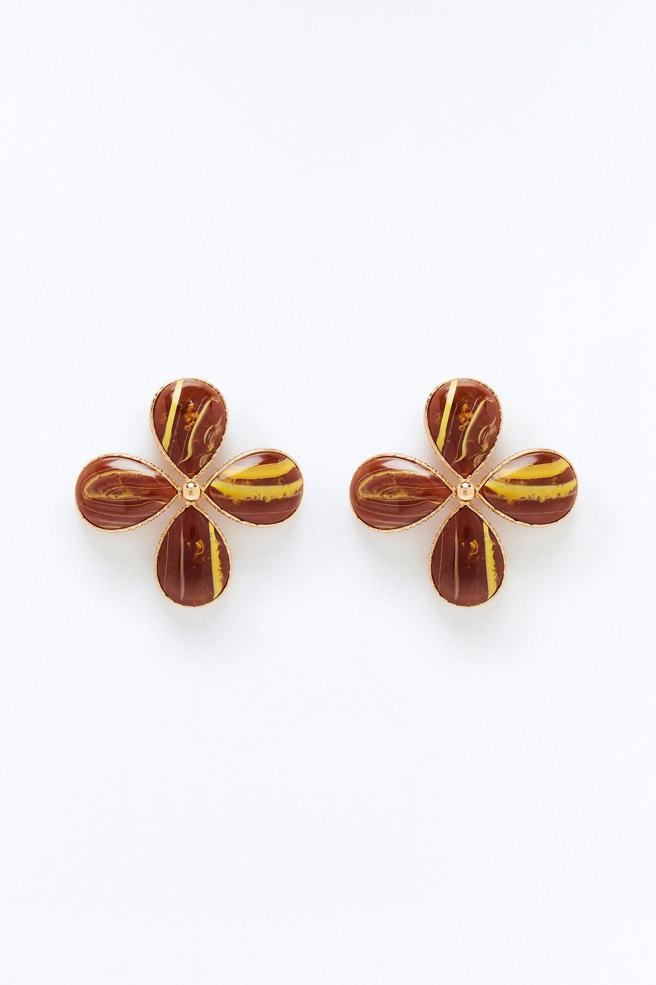 Rich In Life Floral Drop Earrings - Gold/Brown