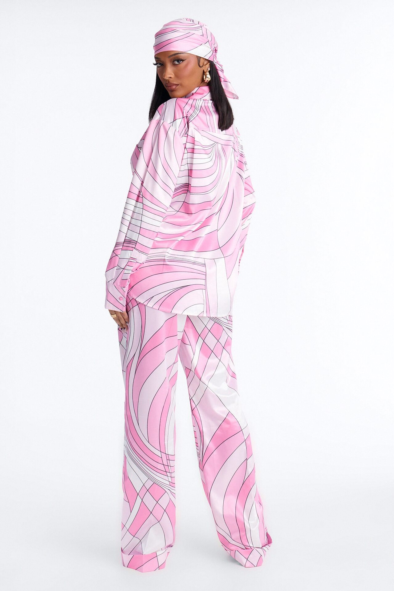Sweet Illusions Satin 3 Piece Pant Set - Pink