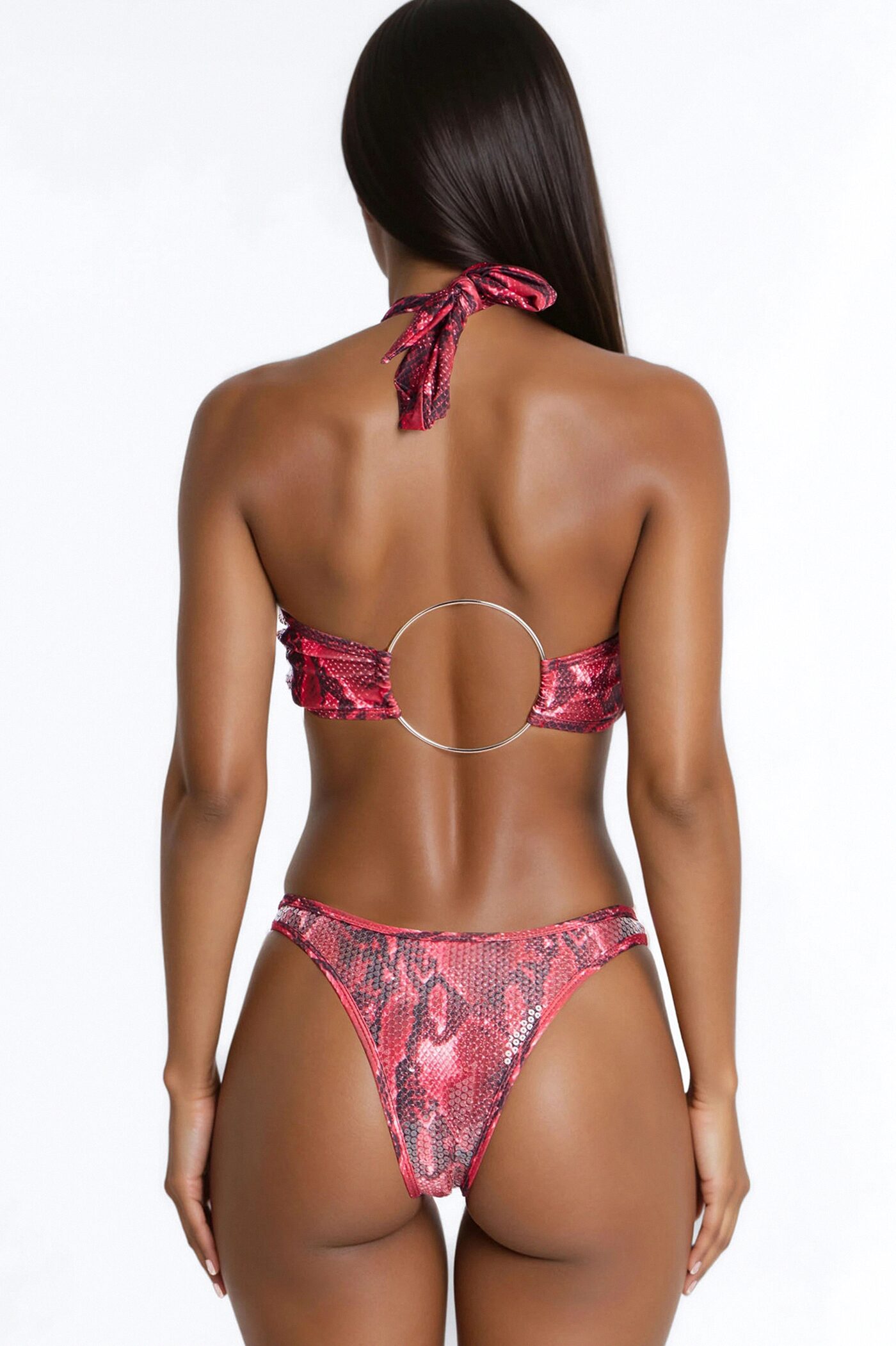See Me On Hardware Halter 2 Piece Bikini - Red/Black