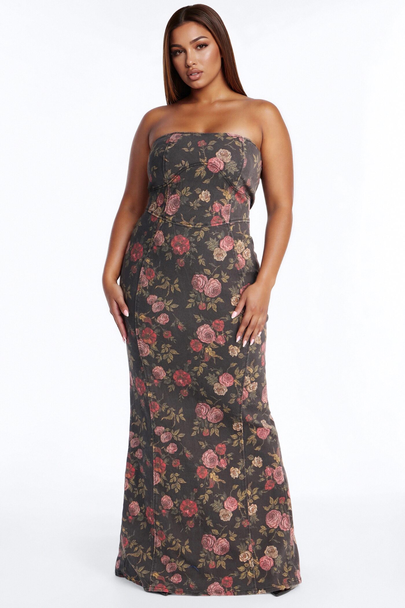 My Secret Garden Denim Maxi Dress - Rose/Combo